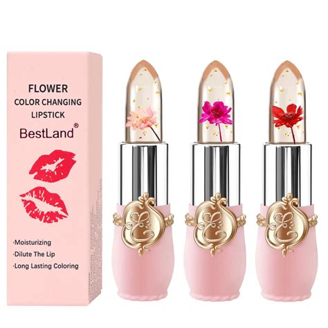 3 Pcs Set Flower Jelly Lipstick Set Temperature Change Moisturizer ...