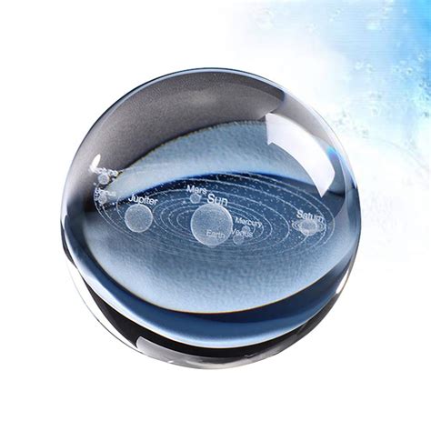 Vosarea Clear Crystal Ball,3D Solar System Crystal Ball,Engraved Glass ...