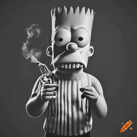 Black and white parody of bart simpson smoking weed on Craiyon