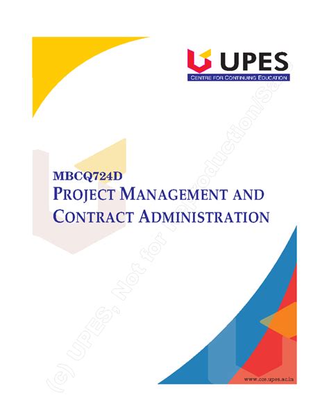 Project Management & Contract Administration Semester 2 - UPES C ENTRE ...