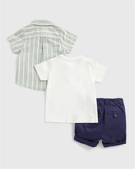 Buy Mothercare Boys Half Sleeve Short Set -Pack of 3-Green Online at ...