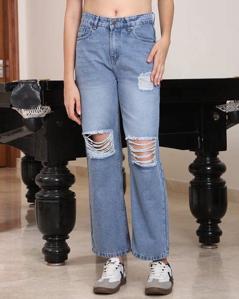 Buy Ice Blue Jeans & Jeggings for Women by Shein Online | sheinindia.in