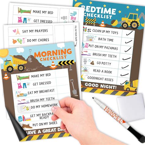 Construction Daily Schedule for Kids Schedule Board for Home - Reward ...