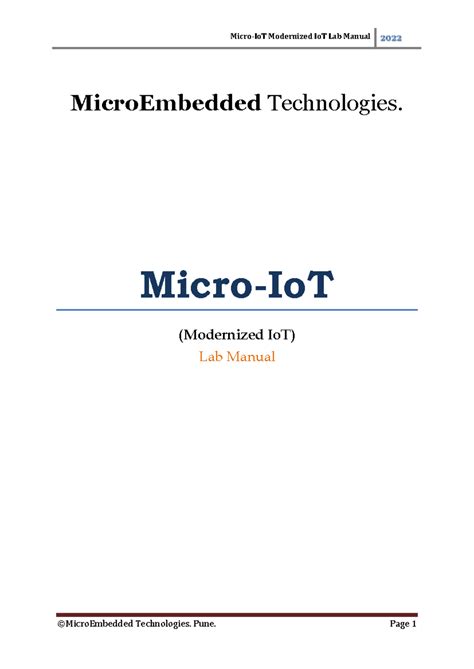 Micro-IoT Lab Manual for Practical Experiments and MQTT Setup - Studocu