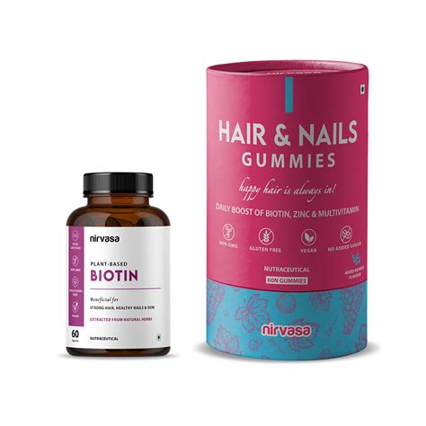 Plant-Based Biotin Tablets and Hair & Nail Gummies Combo – NIRVASA