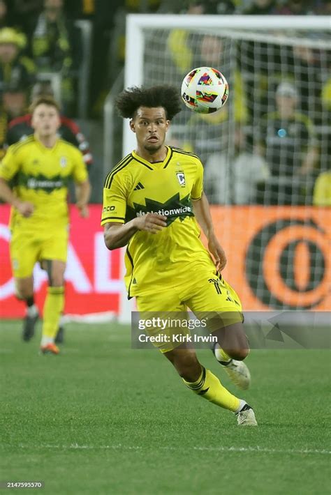 Jacen Russell-Rowe of the Columbus Crew controls the ball during the ...
