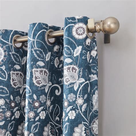 Sun Zero 95-in Blue Floral Room Darkening Thermal Lined Grommet Single ...