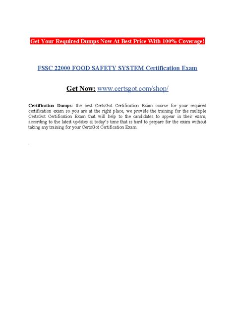 FSSC 22000 FOOD Safety System Certification Exam - Get Your Required ...