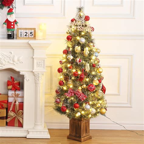 Amazon.com: 4 Ft Christmas Tree Pre-lit, 4 Ft Christmas Tree Prelit with 200 LED Lights, 4 Red ...
