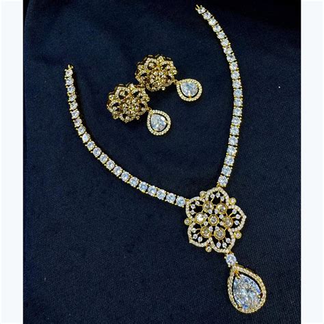 Kavita Art Gold Plated American Diamond Necklace Set – JewelEMarket