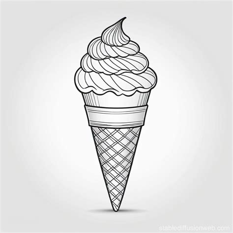 Pencil Drawing of Ice Cream Cone | Stable Diffusion Online