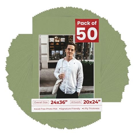 Palm Leaf Green Mat Board for 24x36 Frames - Fits 20x24 Photos, Color ...