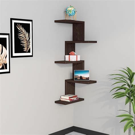 Anikaa Jamy Wooden Wall Shelf | Corner Shelf | Wall Rack Shelve ...