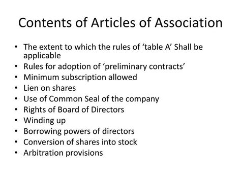 Company Law Club // Reviewing articles of association - India Dictionary