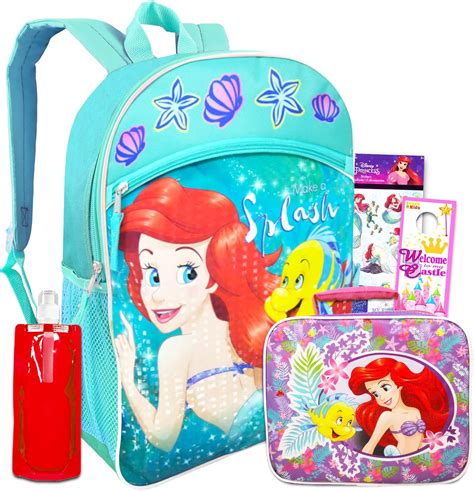 Amazon.com: Disney The Little Mermaid Backpack with Lunch Box - Bundle ...