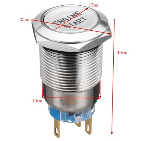 12V 19MM Car LED Push Button Switch Engine Start M... – Grandado