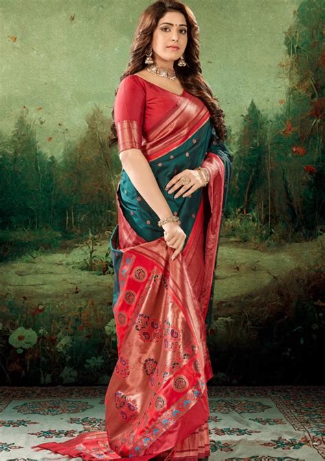 Buy Pure Paithani Silk Handloom Green Saree for Wedding Online – Sunasa
