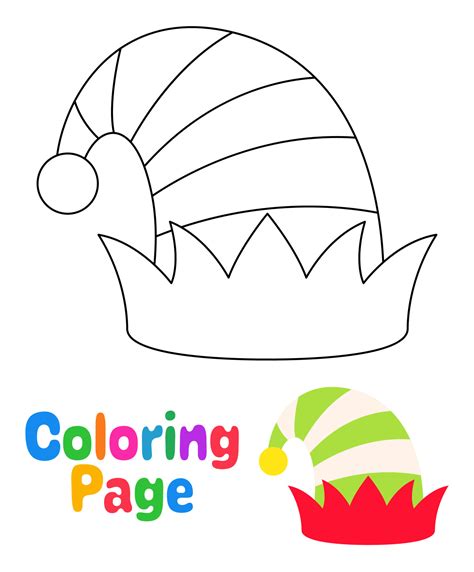 Coloring page with Elf hat for kids 13971730 Vector Art at Vecteezy
