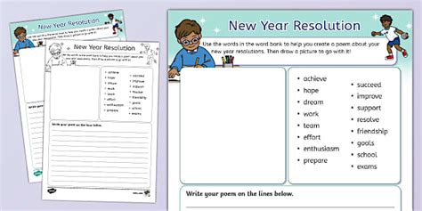 * NEW * My New Year Resolution Poem Writing Template
