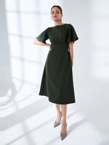 SALT ATTIRE Women Sheath Dark Green Dress - Buy SALT ATTIRE Women ...