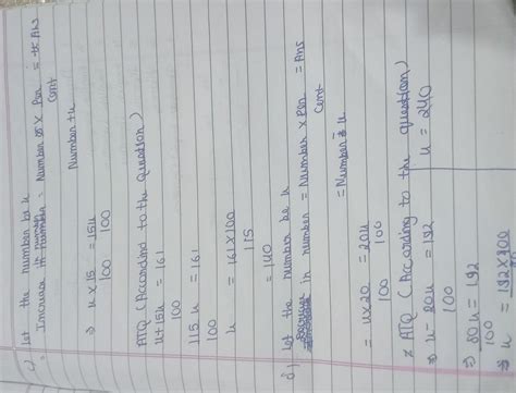 (c) The result of a number, when increased by 15%, is 161. Find the ...