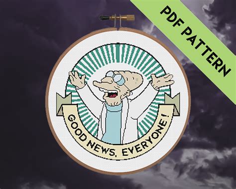 Futurama Cross Stitch PDF Pattern Professor Farnsworth Good News ...