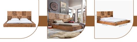 DEVKI INTERIORS Indiana Solid Wood Log Platform King Size Bed with ...