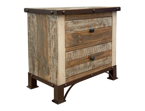 International Furniture Direct Antique IFD966NTST Rustic 2-Drawer ...