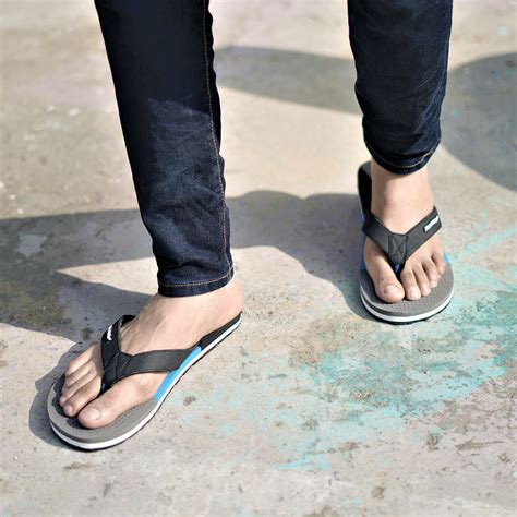 Get Perforated Three Panel Striped Base V-Strap Flip-Flops at ₹ 499 ...