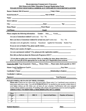 Fillable Online mcc commnet Student ID#: - Manchester Community College ...