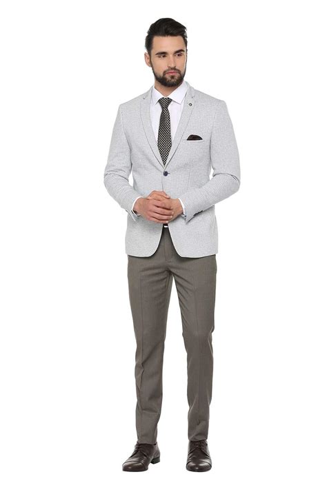 Allen Solly Men's Notch Lapel Slim fit Blazer (ASBZWUJF451294_Grey_38 ...