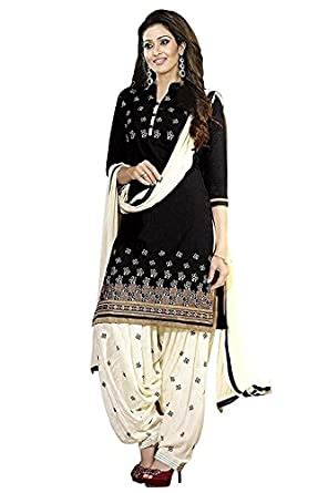 Maru Taru Creation Women's Faux Crepe Dress Material (3723377031_Black ...