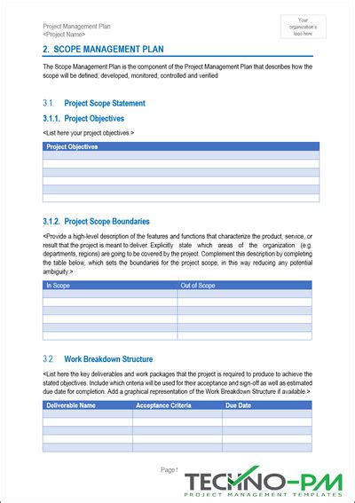 Project Management Plan (PMP) Template – ITSM Docs - ITSM Documents ...
