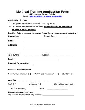 Fillable Online meitheal Meitheal Training Application Form 35 ...