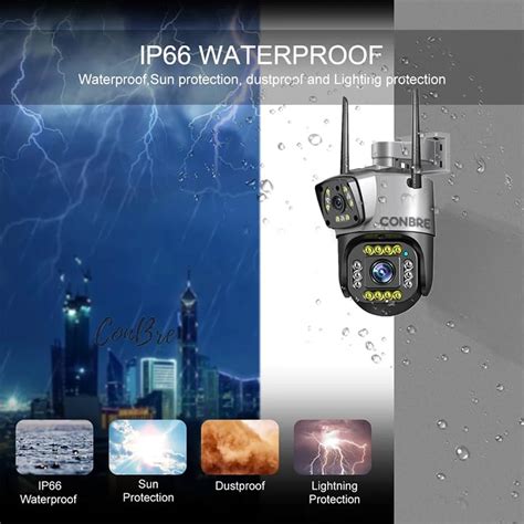 Conbre DoubleXR 3MP Dual Lens Wireless WiFi Outdoor Smart CCTV Camera ...