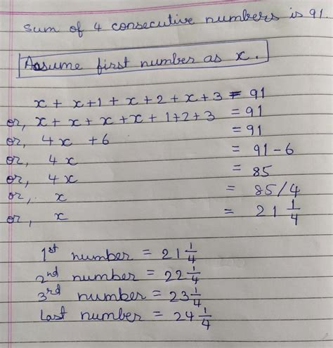 The sum of four consecutive numbers is 91.find the numbers - Brainly.in