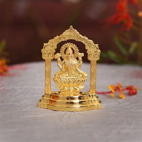 Buy Online Hindu Goddess Laxmi With Gold Platted Metal Idol– CraftVatika