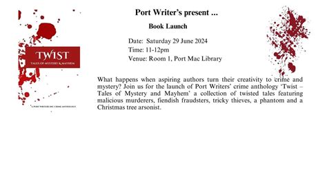 Twist: Tales of Mystery & Mayhem Book Launch, Port Macquarie Hastings ...
