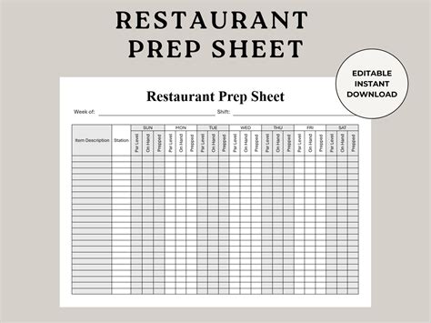 Prep List Template | Templates Hexagon