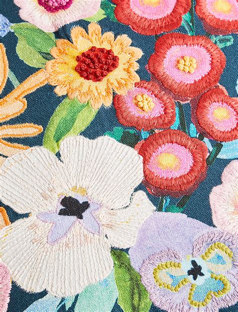 Buy Cotton Rich Floral Embroidered Cushion at Marks & Spencer