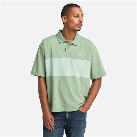 Colour Block Rugby Polo for Men in Green