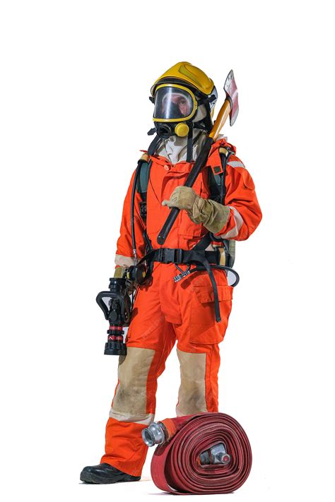 Firefighters and fire hose coil fire and rescue training school ...