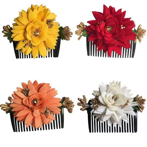 Buy Maahal Side Comb, Flower Design Juda Pin, Pearl Hairpin Comb Hair ...