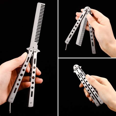 Hair comb, Butterfly knife - Silver