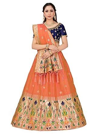 Buy MIMOSA Women's Faux Silk Semi stitched Lehenga Choli (4528-PWD ...