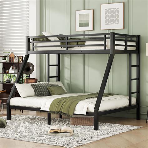 Bellemave Bunk Bed Twin XL Over Queen, Heavy Duty Metal Bunk Bed Frame ...