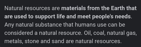 1) what is a natural resource? 2)Explain two types of natural resources ...