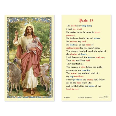 Christ the Good Shepherd Laminated Holy Card (Psalm 23) – Catholic Source