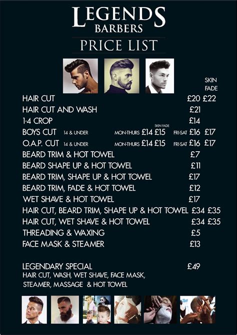 Price List - Legends Barbers