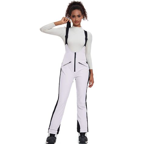 Women Ski bibs Waterproof Snow Bibs Slim Fit Overalls Elastic Snowboard ...